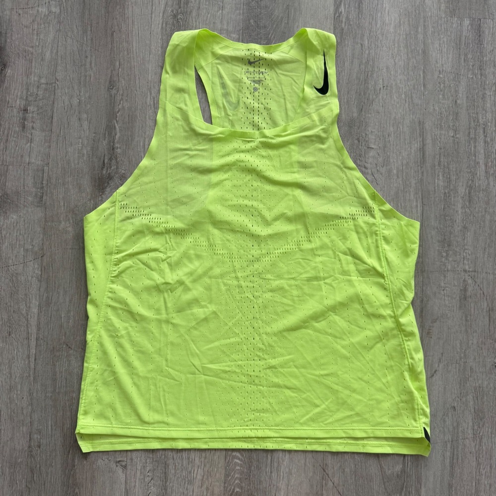 Nike Dri-FIT ADV AeroSwift Running Tank Top Neon Lime Green Womens Large Singlet